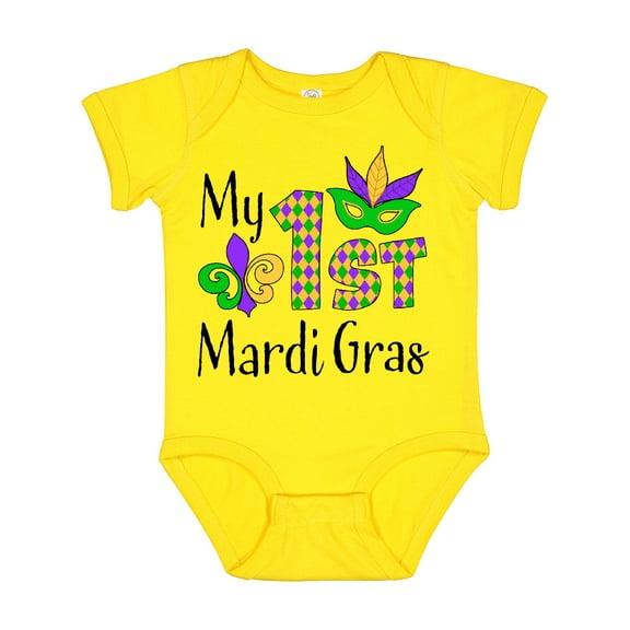 Inktastic My 1st Mardi Gras with Mask Boys or Girls Baby Bodysuit