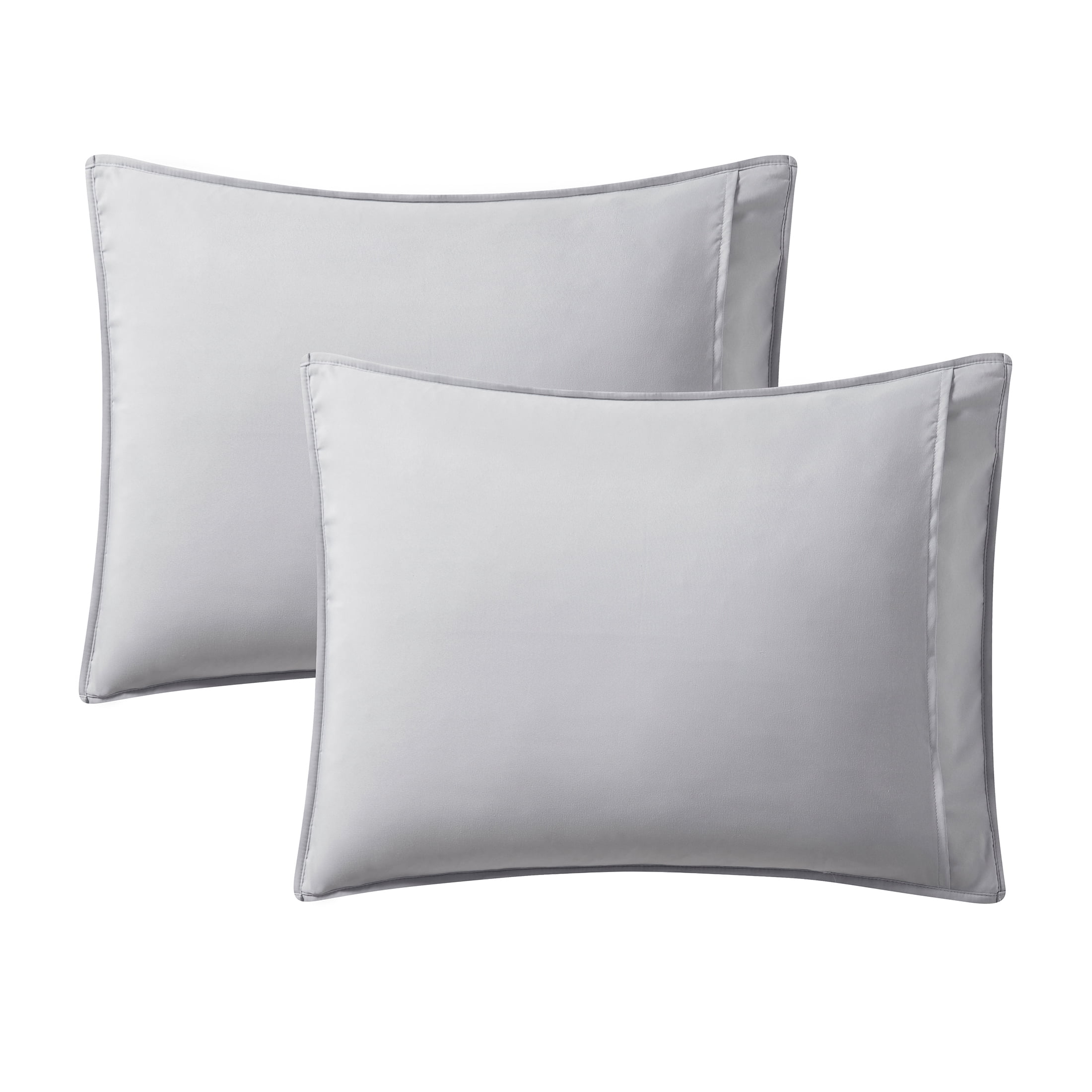 Mainstays Solid Textured Box Crinkle Quilted Pillow Sham, Silver, King, Soft Wash, 2 Pack, All Ages