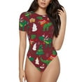 thumbnail image 2 of Picia Dinosaur Christmas Happy New Year Womens One Piece Swimsuits Modest Tummy Control Bathing Suits Lace Up Slimming Swim Suit-X-Large, 2 of 9
