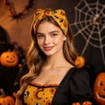 thumbnail image 3 of JULMCOMO Halloween Headbands for Women Pumpkin Skull Cat Print Wide Knotted Party Holiday Hair Bands Festive Gift Hair Accessories A, 3 of 3
