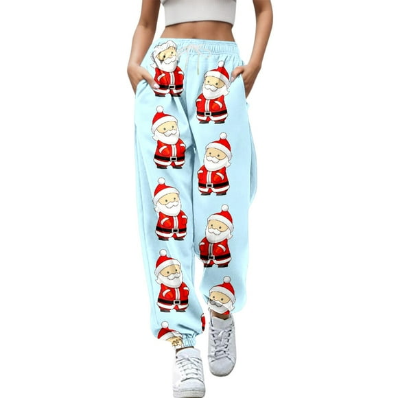 PMUYBHF Camo Pants Women Cargo Baggy Women Autumn and Winter Casual Fashion Christmas Funny Printed Elastic Waist Sports Pants Casual Pants Womens Cargo Pants Petite Capri Pants for Women Petite Plus