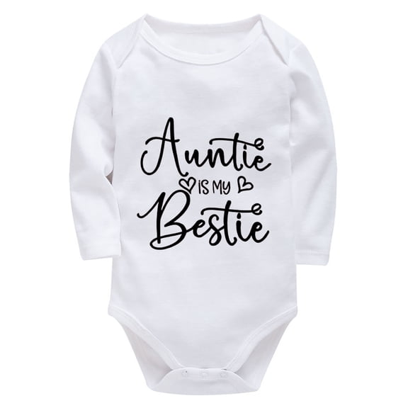 Auntie Is My Bestie Baby Onesie for Boys Long Sleeve Cute Newborns Outfits White 12 Month Onsie