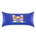 thumbnail image 3 of Dailycode Satin Pillow Case Standard Silk Pillow Cover for Hair and Skin Envelope Closure Cute Corgi Dog on Swimming Ring 20"x26", 3 of 9