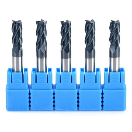 

5 Pcs 6mm Shank Tungsten Carbide 4 Flute End Mill CNC Milling Cutter HRC45 TIALN