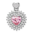 thumbnail image 4 of Sterling Silver Rhodium-plated 9mm Pink Heart Cubic Zirconia Pendant, 4 of 4