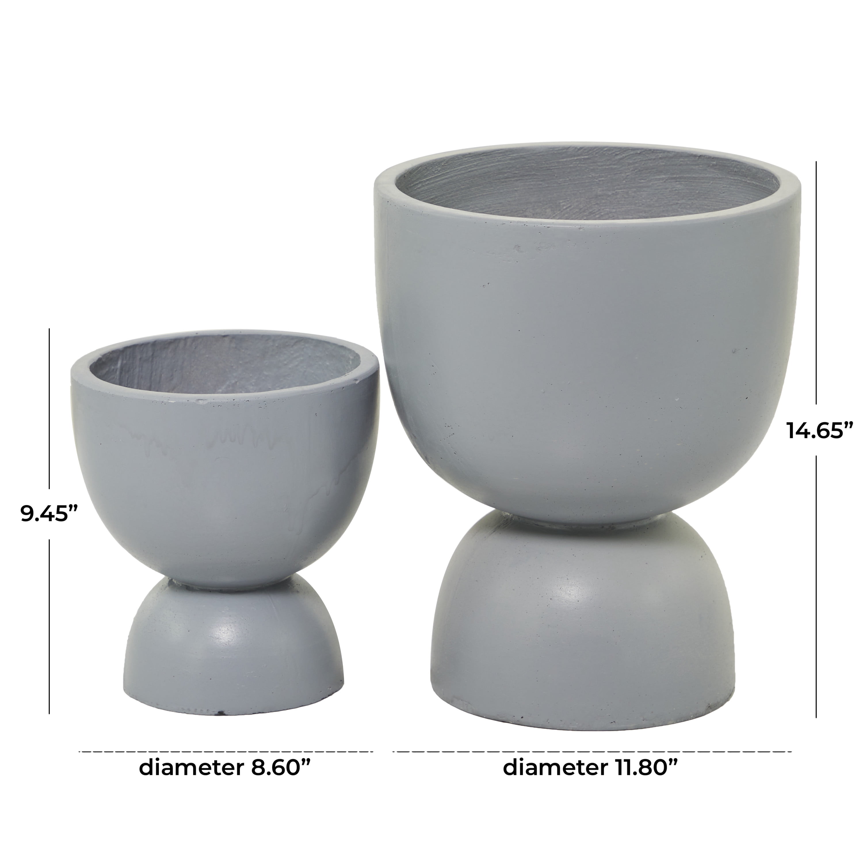 DecMode 15", 9"H Gray Magnesium Oxide Planter (2 Count)
