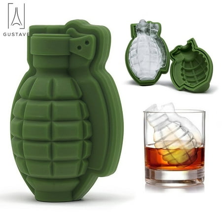 

GustaveDesign 3D Grenade Silicone Ice Cube Mold Tray Life Size Hand Grenade Mold Ice Ball Tray Maker For Cocktails & Whiskey (2 PACK)