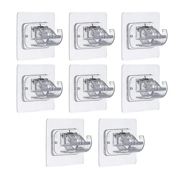8PCS Self Adhesive Curtain Rod Bracket No Drill Curtain Rods Brackets Nail Free Adjustable Hooks Storage Hooks Clamp