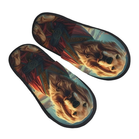 

Jgfou Meditating Golden Retriever Print Womens Cozy Memory Foam Slippers Soft Warm Slip On House Slippers Anti-Skid Rubber Sole Creative Gifts for Women Mom Girlfriend