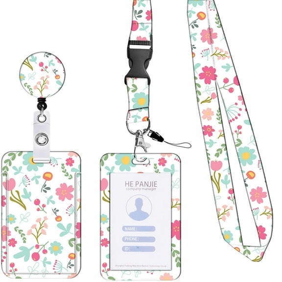 Lanyards for Id Badges, Retractable ID Badge Holder with Detachable Lanyard, Fashionable Badge Reel Heavy Duty with Carabiner Clip, Nurse Teacher Office Gifts