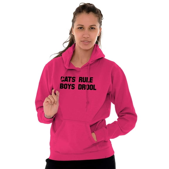 Cats Rule Boys Drool Single Pet Mom Hoodie Sweatshirt Women Brisco Brands S