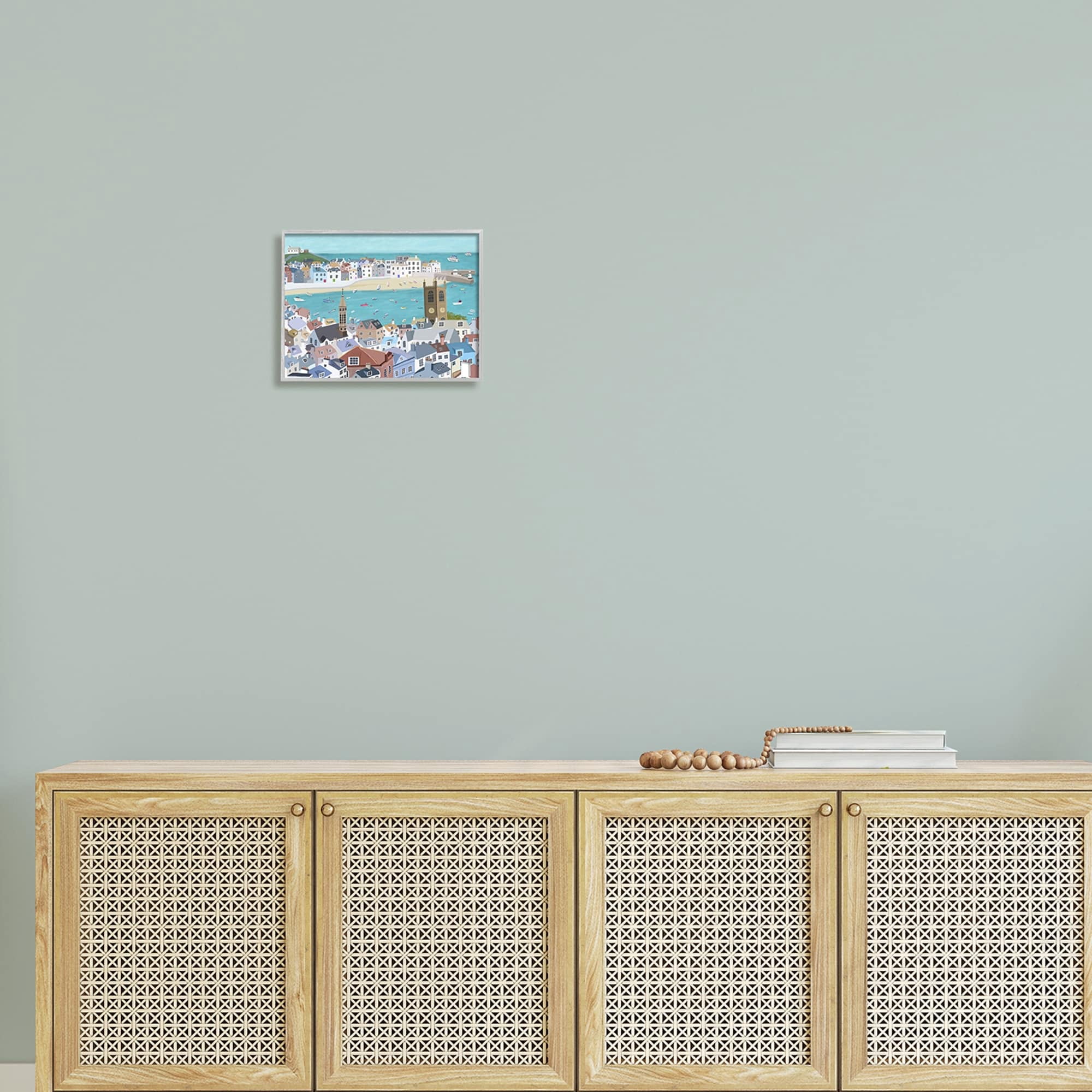 Stupell Industries Beach Town City Buildings Ocean View Illustration, 14 x 11, Design by Carla Daly