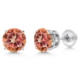 thumbnail image 3 of Gem Stone King 14K White Gold Ecstasy Mystic Topaz Stud Earrings for Women Men (2.00 Cttw, Round 6MM), 3 of 6