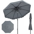 thumbnail image 1 of Gymax 9 FT Patio Umbrella w/Push Button Tilt & Crank 2-Tier Vented Top 8 Metal Ribs Gray, 1 of 10