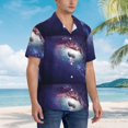 thumbnail image 3 of Fuzoiu Planets Stars And Galaxies Print Hawaiian Shirt for Men, Summer Beach Casual Short Sleeve Button Down Shirts, Men’s Beach Summer Shirts with Pocket,Small, 3 of 7