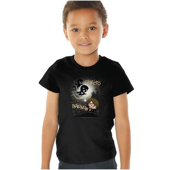 Harry Potter Expecto Patronum Chibi Potter Too Kids T Shirt (4) for Youth Toddler Boys and Girls, Black
