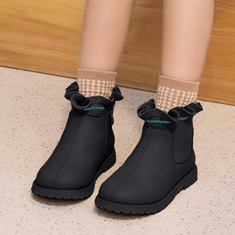 GBSYEWXS Flat Toe Zip-Up Girls Kids Sock Boots Ankle-High Solid