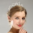 thumbnail image 5 of Corona de tiara para mujer, tiara de boda para novia, corona de desfile de graduación para niñas, diadema de princesa de cristal Accesorios para el cabello de novia, Plata, 5 of 5