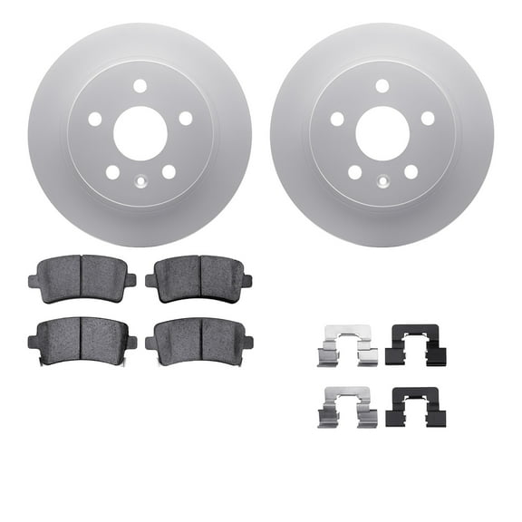 Dynamic Friction Company Rear Geospec Brake Rotors with 5000 Advanced Brake Pads includes Hardware 4512-45051