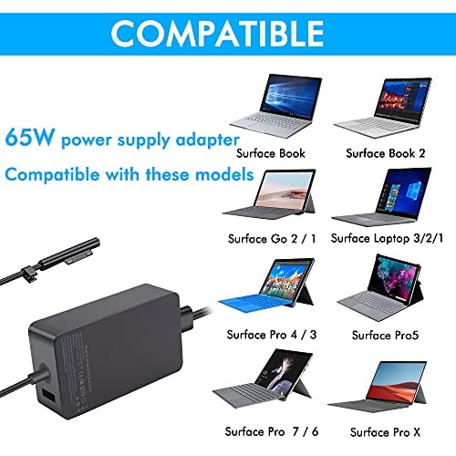 Surface Pro Charger, adaptador de corriente de 65 W para Microsoft Sur