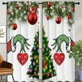 thumbnail image 3 of Christmas Tree Rod Pocket Blackout Curtains for Boy Girl Bedroom, Xmas Winter Snowflake Fir Twigs and Red Love Heart Light Filtering Window Drapes for Living Room Darkening, 84x84 inch, 3 of 6