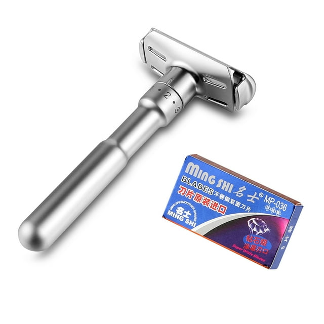Mingshi Rasoir de Sûreté Réglable à Double Tranchant Classique pour Hommes, Rasage Doux à Agressif, 1-6, Épilation, Rasoir avec 5 Lames
