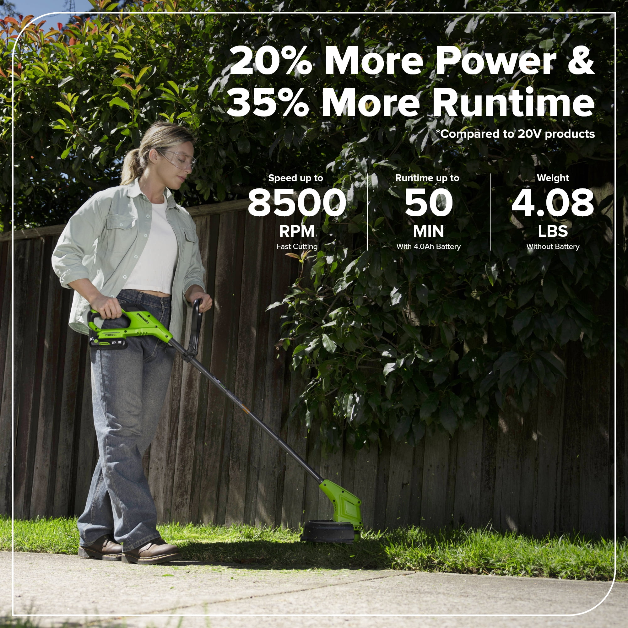 Greenworks 48V (24V x 2) 17" Brushless Push Mower + 270 CFM/130MPH Blower + 12" String Trimmer Combo with (2) 4.0Ah Batteries, 65W Type-C Charger, (2) 3-ft Cables