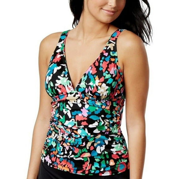 Swim Solutions MULTI Color Take Floral Print Tankini Swim Top, US 8