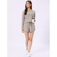 thumbnail image 3 of DARING DIVA Women's Long Sleeve Elastic Waistband Top and Shorts Lounge Set XS Beige, 3 of 6