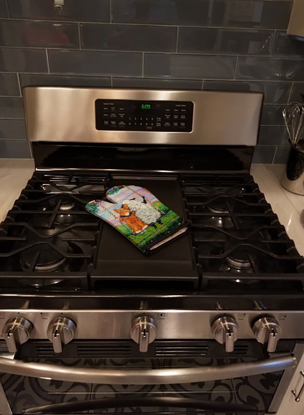 Corgi With Sheep Love Grows Oven Mitt