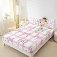 thumbnail image 4 of Feelyou Princess Kawaii Bow Bed Sheets for Kids, Pink Buffalo Plaid King Sheets, Cute Bowknot Theme Sheet Set, Ultra Soft Bedroom Decor, 4-Piece, 4 of 7