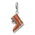 thumbnail image 4 of 925 Sterling Silver RH Enameled 3-D Snow Boot With Lobster Clasp Charm Pendant; for Adults and Teens; for Women and Men, 4 of 5