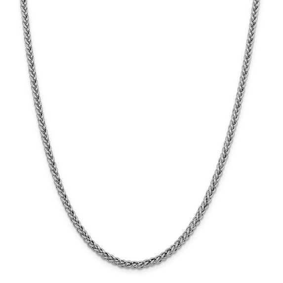 14k White Gold 4.30mm Semi-solid 3-Wire Wheat Chain (Weight: 9.27 Grams, Length: 18 Inches)