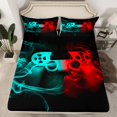thumbnail image 2 of jejeloiu Gaming Gamer Twin Sheet Sets,Modern Video Game Twin Fitted Sheet,Red Cyan Gamepad Flat Sheet For Boys,Breathable Home Decor,3 Pieces, 2 of 7