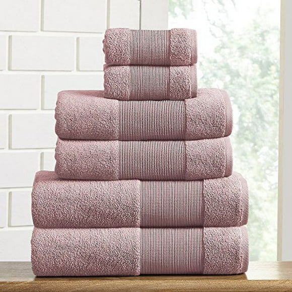 Amrapur Overseas Air Cloud 100-Percent Combed Cotton Towel Set, 6-Piece, Pink