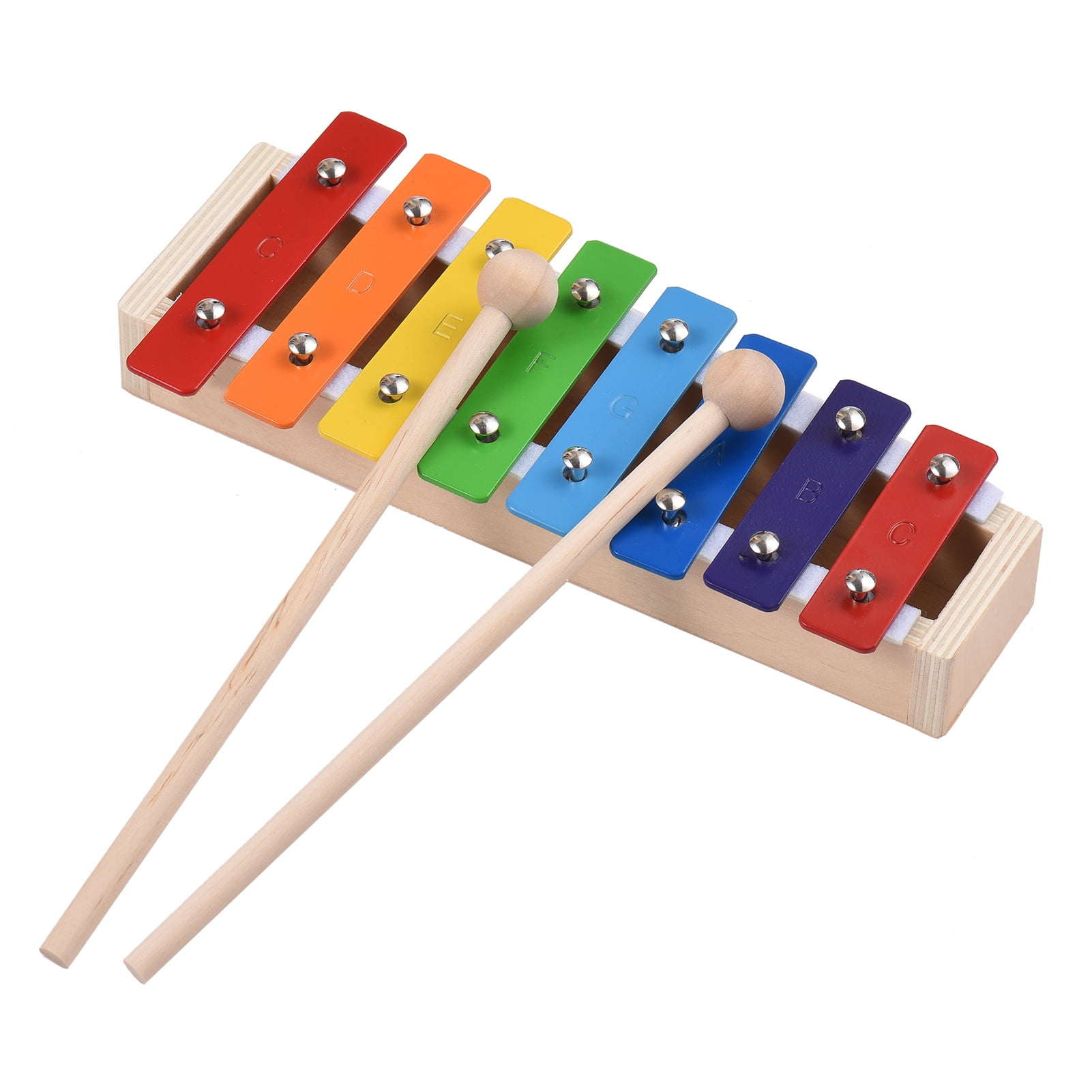 8 Keys Compact Size Xylophone Glockenspiel with Wooden Mallets Percussion Gift for