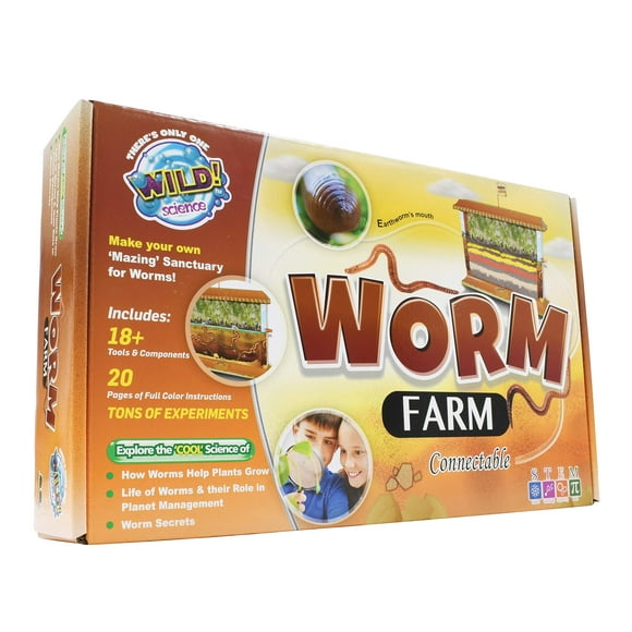 WILD! Science Worm Farm - Ages 6+ - In Home Learning Science Kit - Easy Assembly - Worm Farm, Colored Sand, Accessories and Education & Instruction Booklet