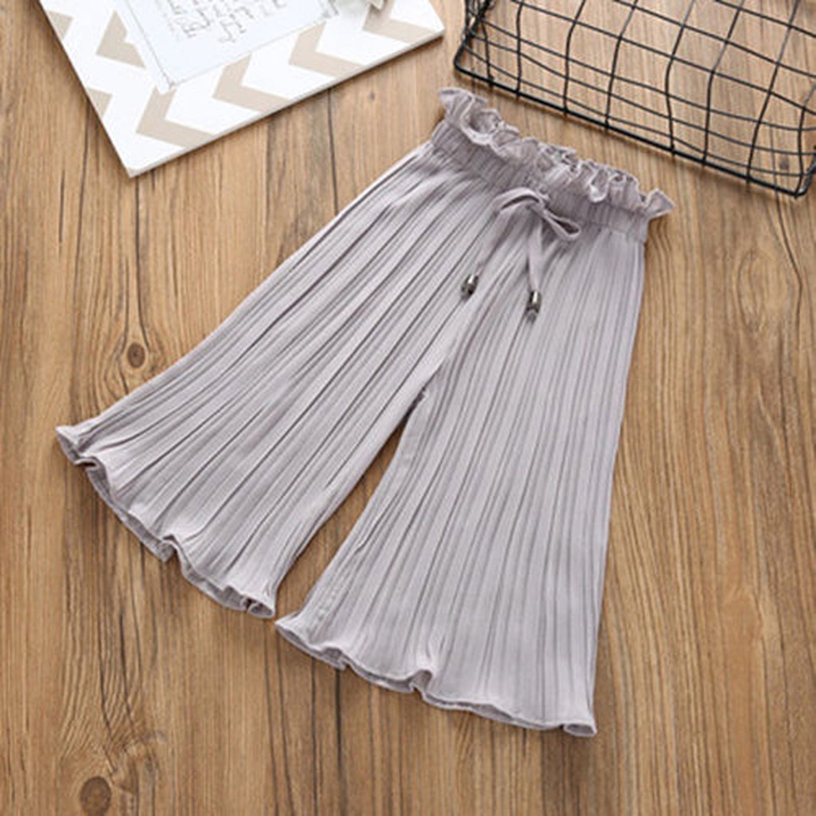 TAIAOJING Toddler Baby Girl Clothes Set Kids Clothing Summer Sunflower T Shirt Tops Chiffon Ruched Loose Pants Children Clothes Outfits For Girl 3-4 Years