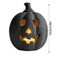 thumbnail image 3 of 6 Inch Black Halloween Jack O Lantern with LED Tea Light Candle, Resin Light Up Pumpkin Decor, Warm Glow for Indoor Tabletop Home Porch Trick Or Treat Halloween Party Decoration, 3 of 5