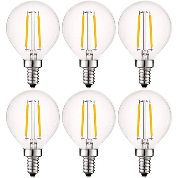 Luxrite 4W Vintage G16.5 LED Globe Light Bulbs Dimmable, 400 Lumens, 40W Equivalent, Clear Glass, E12 Base (6 Pack) 3000K (Soft White)