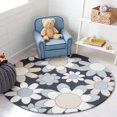 thumbnail image 2 of SAFAVIEH Kids Floral Flower Bursts Area Rug, Charcoal/Ivory, 5' x 5' Round, 2 of 8
