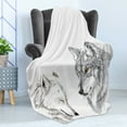 thumbnail image 4 of Sketchy Soft Flannel Fleece Throw Blanket, 2 Wolf Portraits Sleeping Hunting Carnivore Animals Nature Wildlife Theme, Cozy Plush for Indoor and Outdoor Use, 70" x 90", Beige Grey Orange, by Ambesonne, 4 of 5