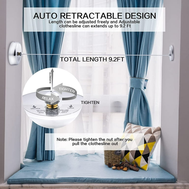 Retractable Clothesline, 304 Stainless Steel Shower Clothesline