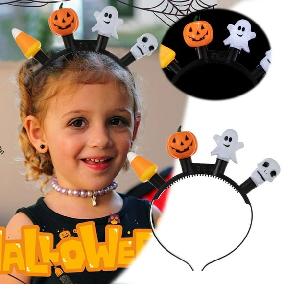 Head Wear Pumpkin Headband Headpiece Day Of The Dead Decoration Lights Stripes Retro Bowl Football Game Adult Party Decorations Light up Picture Frame Glow Neon Party Decorations