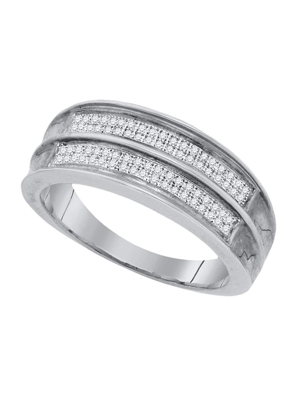 6mm Round Stone Men Solid Silver Ring Cross Band Size Selectable 
