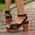 thumbnail image 7 of Rokment Womens Floral Platform Dressy Sandals Boho Beach Casual Open Toe Ankle Strap Chunky Lug Heels Dress Summer Shoes Black Size 6.5, 7 of 7