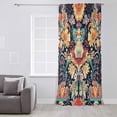 thumbnail image 3 of Vintage Flowers Semi Sheer Curtains Drapes for Living Room, Bedroom, French Doors Window 96 Inches Long, Ethnic Boho Floral Botanical Black Rod Pocket Chiffon Curtain Drapery Voile Draperies Panel, 3 of 6