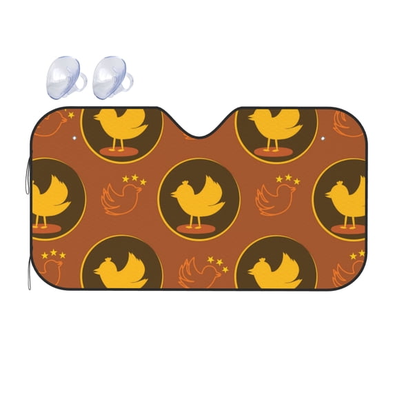 YFYANG Front Windshield Sun Shade, Cartoon Retro Pattern Foldable Car Visor for Cars, Trucks, SUVs, Small