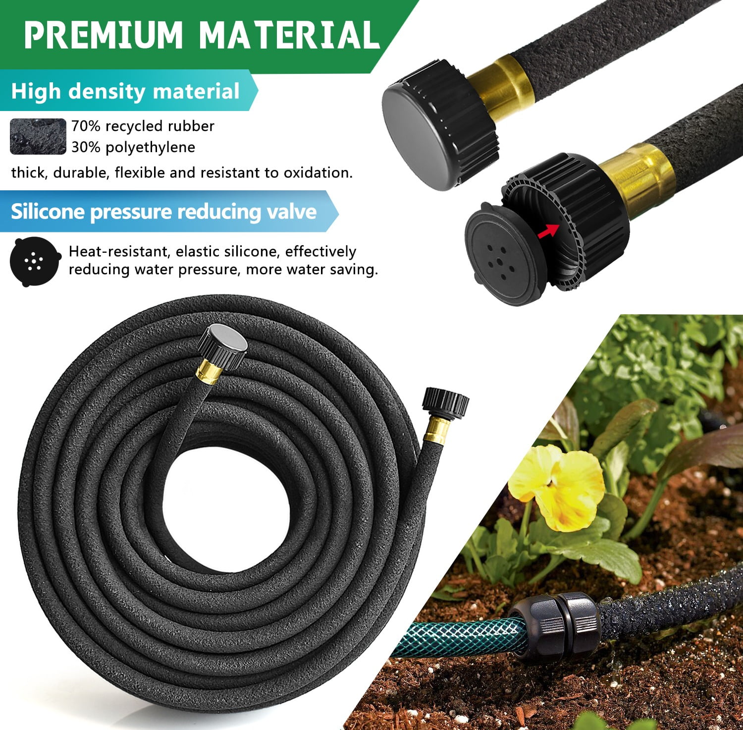 Soaker Hose 50 Ft for Garden Beds, Water Hose for Watering Irrigation, Heavy Duty Garden hose Soaker Hoses  Drip Hoses for Garden - Drip Hose Irrigation