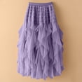 thumbnail image 2 of Miluxas Women's Tulle Long Skirt Elastic High Waist Layered Cake Skirt Solid Casual Party A-Line Mesh Skirt Purple, 2 of 5